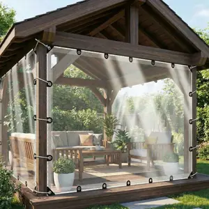 Heavy-Duty Clear Vinyl Tarp, Waterproof & Weatherproof Transparent Tarpaulin with Reinforced Grommets, Heat-Sealed Edges, High Light Transmission – Ideal for Greenhouse, Patio, Garden, Chicken Coop, Outdoor Equipment Protection