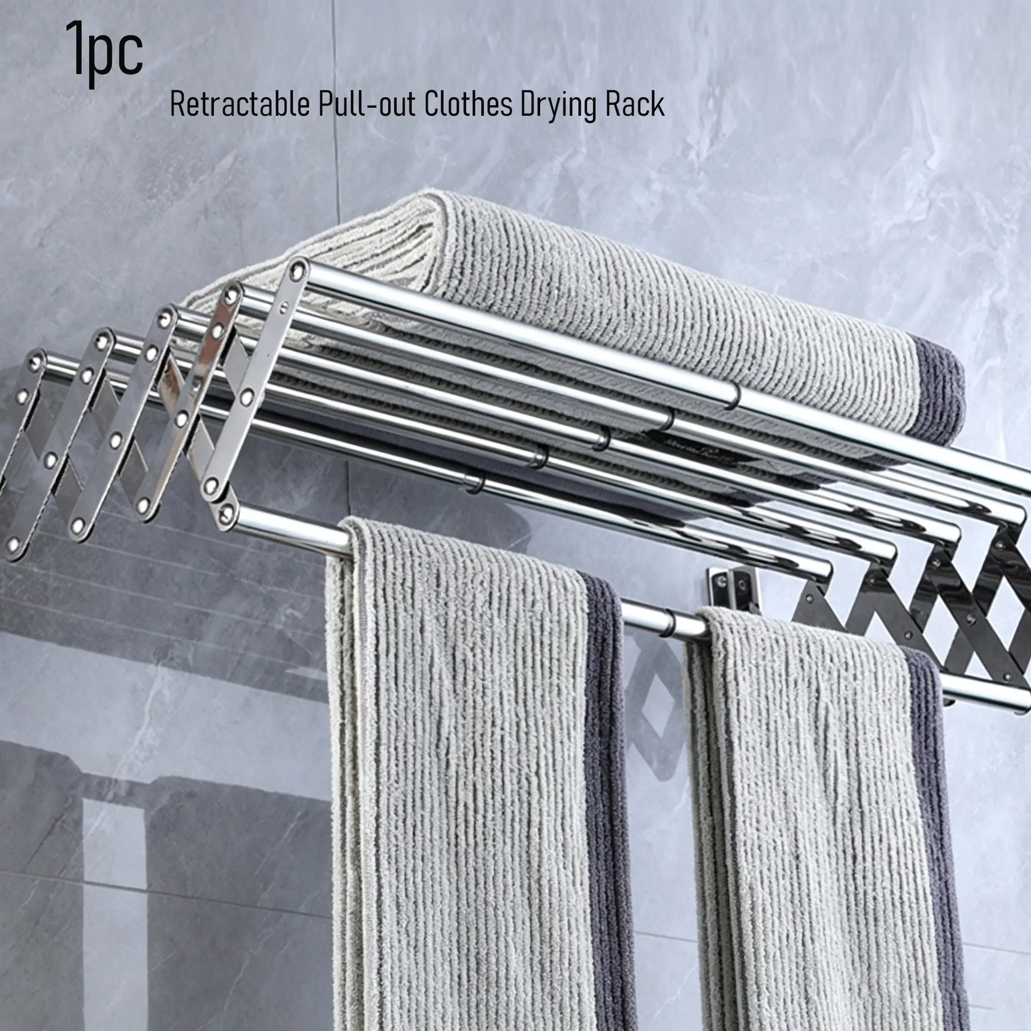 Stainless Steel Extendable Clothes Hanging Rack, Wall-Mounted Multi-Tier Laundry Hanger, Indoor Outdoor Space-Saving Dry Rack For Clothes, Durable Heavy-Duty