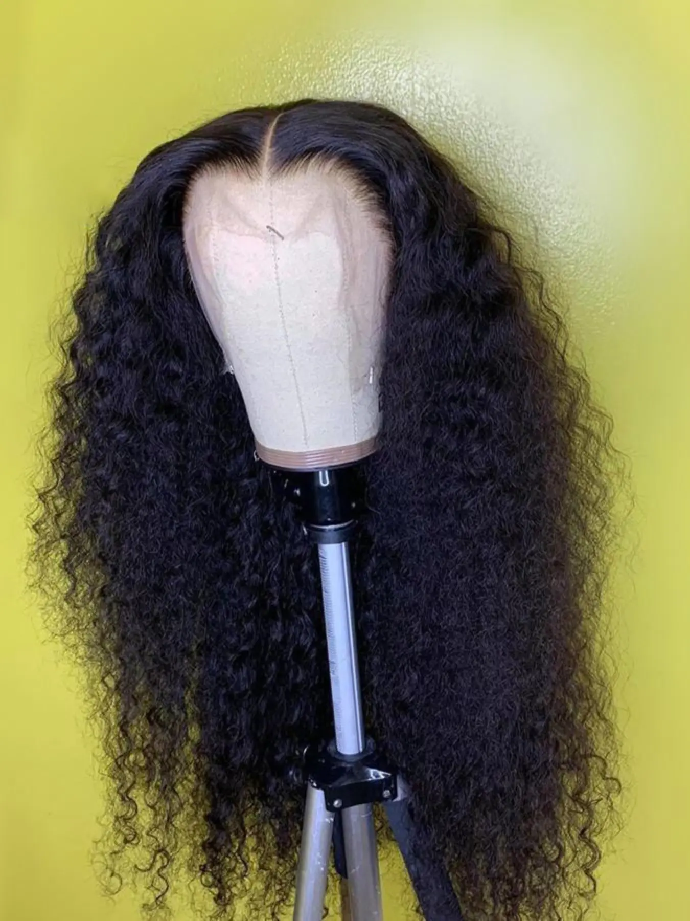 Soft Long 26 Inch 180 Density Natural Black Kinky Curly Deep 13x4 Front Lace Wig, Glueless  Pre-Plucked Heat Resistant Daily Wear Wig
