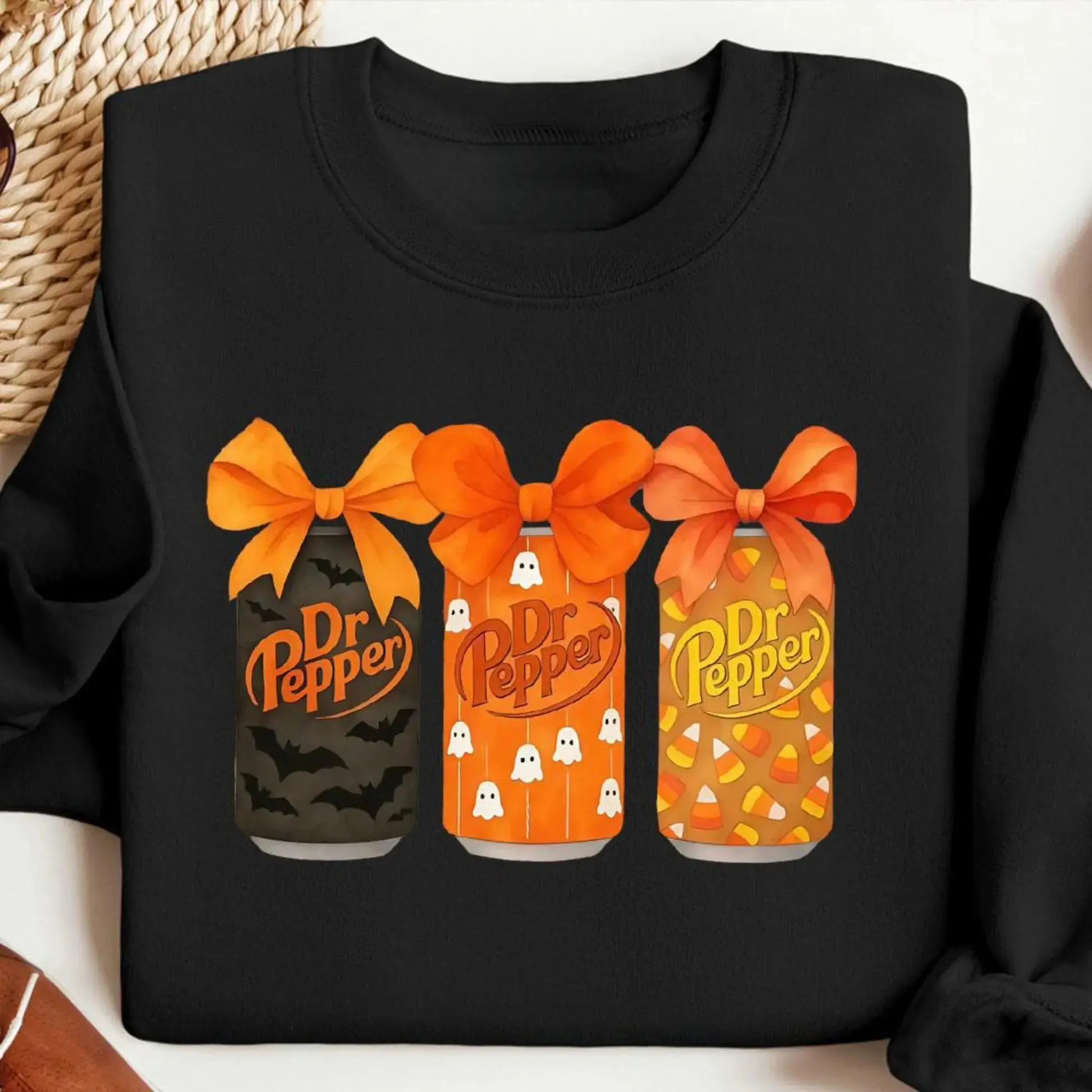 Dr Pepper Halloween Sweatshirt Spooky Soda Graphic Crewneck Women's Unisex Soft   Cozy Pullover for All Seasons,Outdoor Fitness Breathable T Shirt Loose Fit Crew Neck Casual Beach Daily Summer Outfit