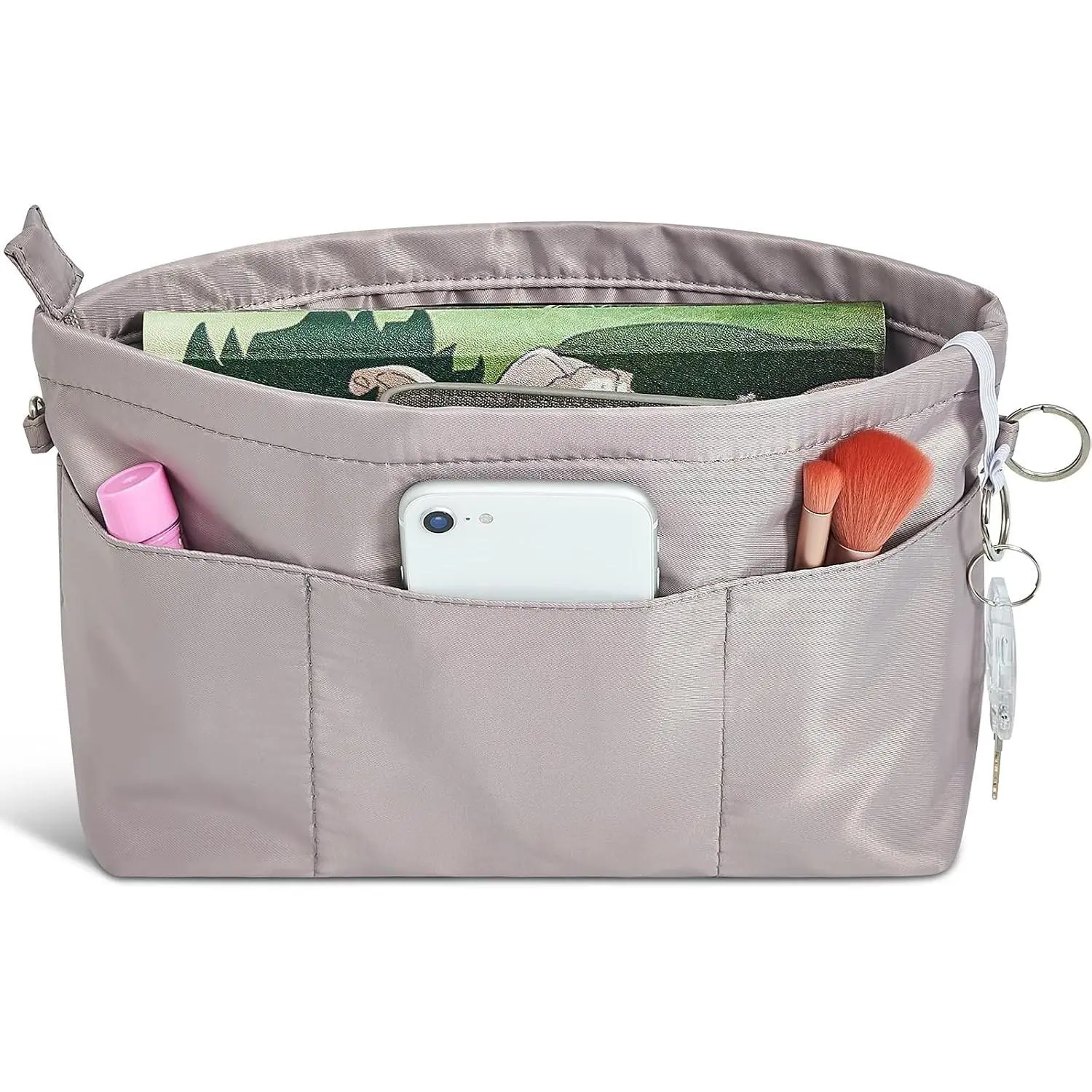 Premium Nylon Purse Organizer Tote Handbag Insert Organizers Bag in Bag Zipper 13 Pockets 5 Sizes