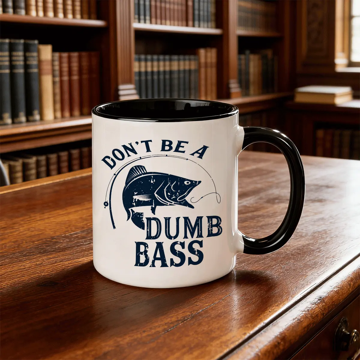 Don’t Be A Dumb Bass Mug Funny Fishing Coffee Cup - 11oz Funny Coffee Mugs Ceramic Printed Drinkware Cup
