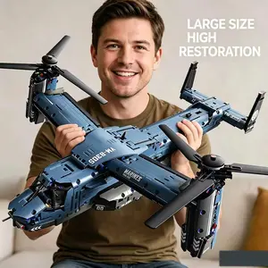 2800+pcs Large Twin-Rotor Transporter Building Blocks Model, Military Style DIY Assembly Toy, Ideal Gift for Aviation Enthusiasts