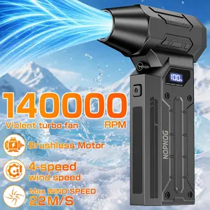 Turbo Jet Fan 140000RPM Electric Cordless Air Duster – 4-Speed Adjustable, Strong Blowing Car Snow Remover, Portable Type-C & LED Light, Rechargeable Blower