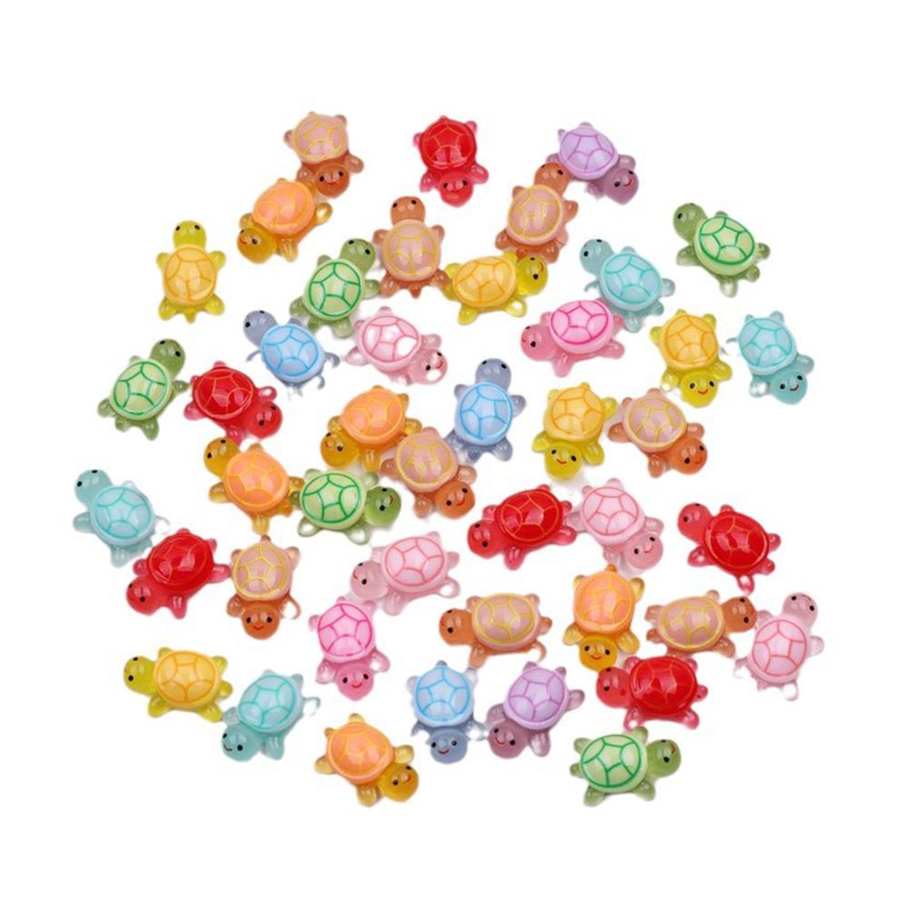 Night Glow Large Turtle+100pcs Mini Luminous Turtles Figurines Resin Craft Glowing Turtle Storage Ornament Landscape Desktop