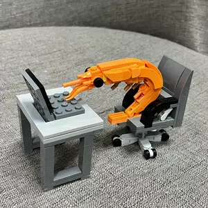 MOC Building block shrimp model figurines, puzzle assembly, boys and girls randomly mixing, Internet celebrity creative parodies