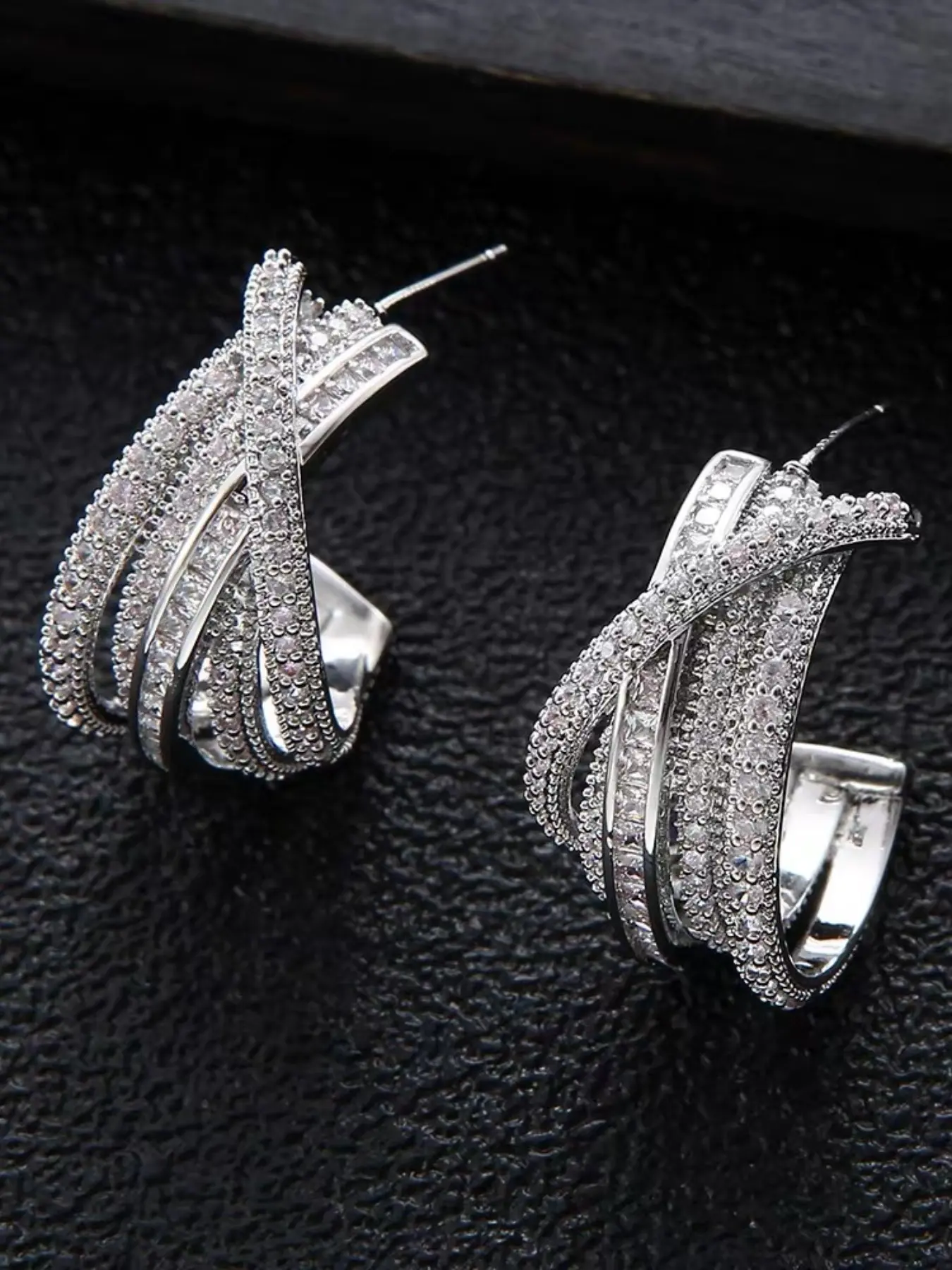 European Style Exaggerated Personalized Multi-Layered Irregular C-Shaped Large Circle Rhinestone Earrings, Fashion Jewelry for Women