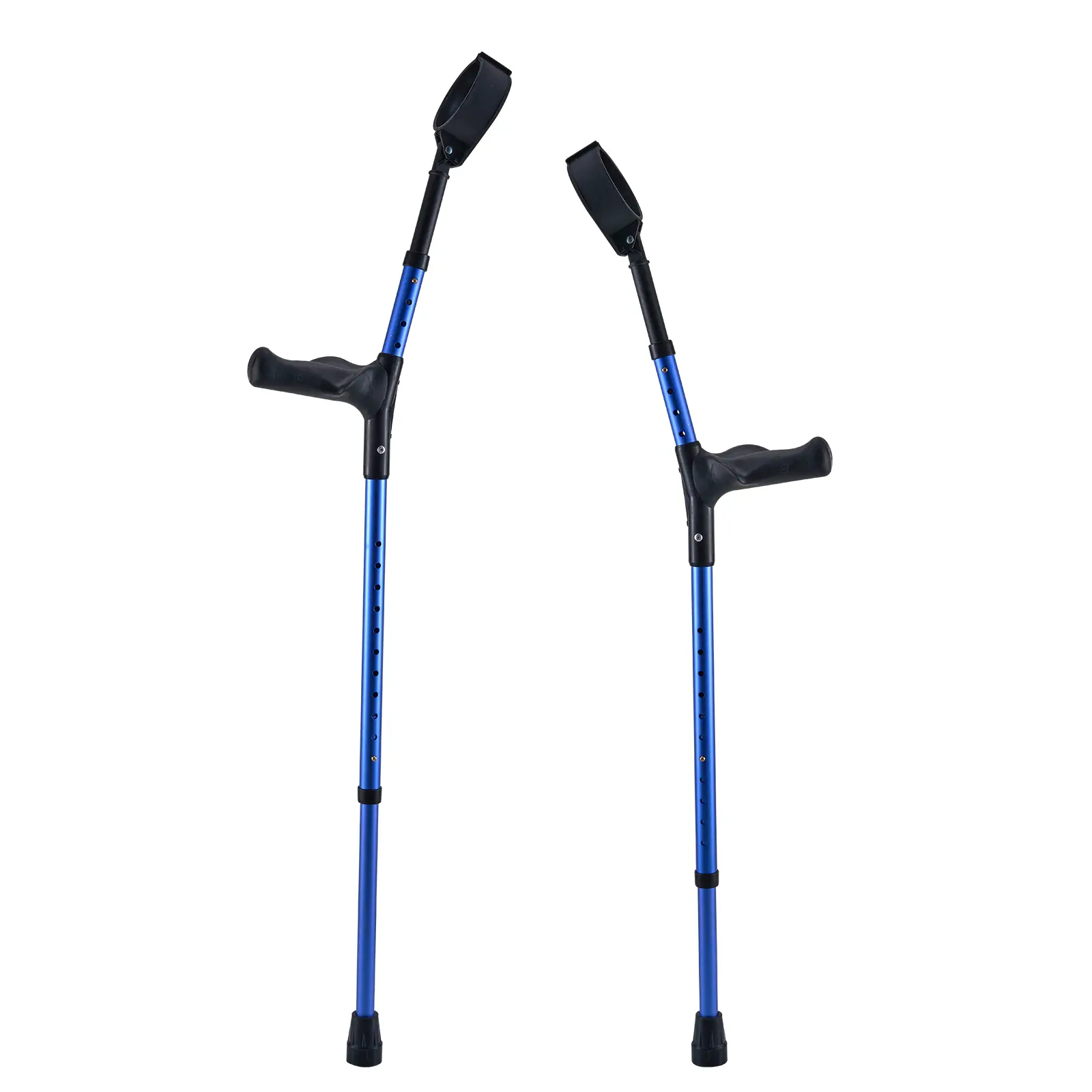 Adult Aluminum Forearm Crutches Pair Pack, 350 lbs Max Weight Capacity, 11-Level Height Adjustable Support Equipment, 4-Level Upper Cuff, Functional, Wide Application Use Cases, Height Range