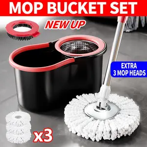 Best Selling Mop Bucket Set with 360° Rotating Head and 5 Reusable Microfiber Cloths, Adjustable Handle for Easy Cleaning
