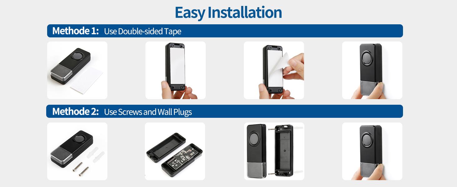 Wireless Doorbell, Classroom Door bell Chimes with Mute Mode - 58 Ringtones&5 Volume Levels Operating at 1300-ft Range LED Strobe, 2 Transmitters+3 Receivers Waterproof Doorbell Kit for Home