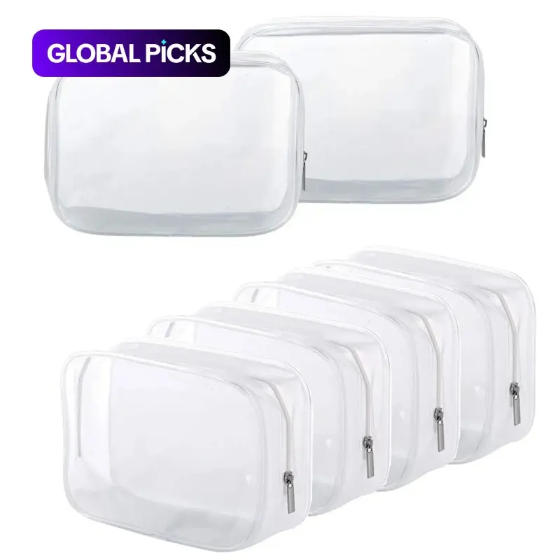 2026 6/12pcs Clear Transparent PVC Zipper Waterproof Cosmetic Bag, Transparent Cosmetic Bags, Toiletry Carrying Wash Bag, Toothbrush Case, Portable Travel Makeup Organizer Storage Pouch #GLOBAL PICKS