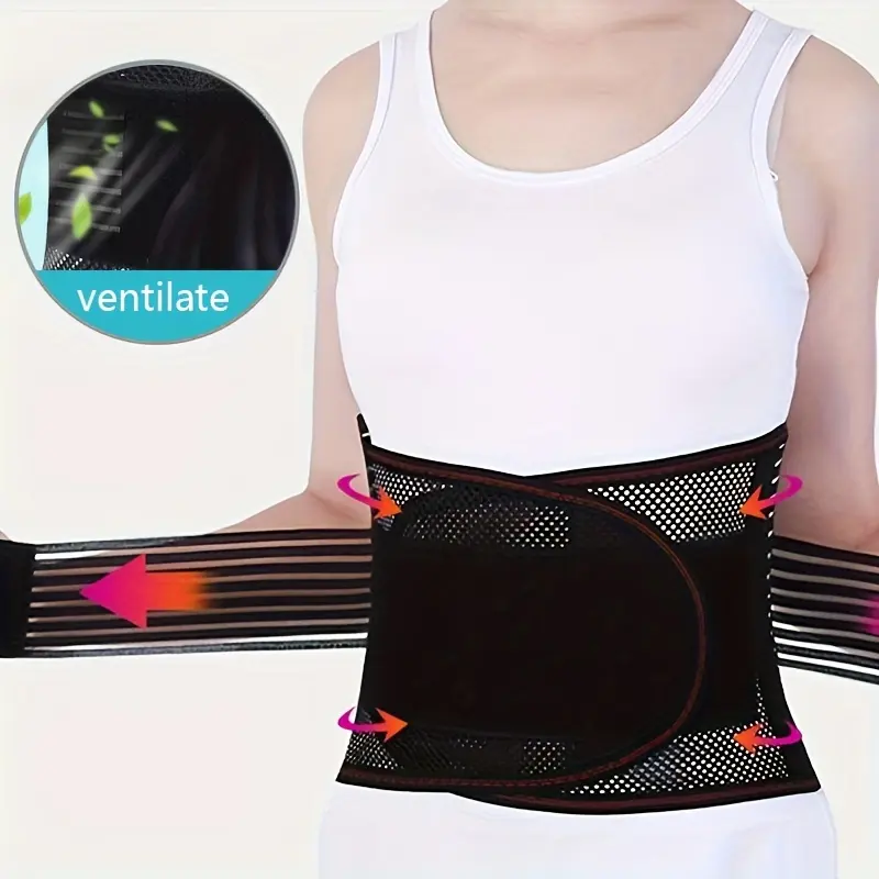 A breathable waist support belt with 6 supports - non-slip waist support belt, suitable for both men and women at work - 16-hole mesh design, providing maximum comfort and breathability.