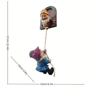 2-Piece Set Fantasy Dwarf Climbing Tree Statues, Garden Gnomes, Outdoor Garden Ornament Wall Decor, Garden Accessories, Resin Material, Perfect Mother's Day & Christmas Gift