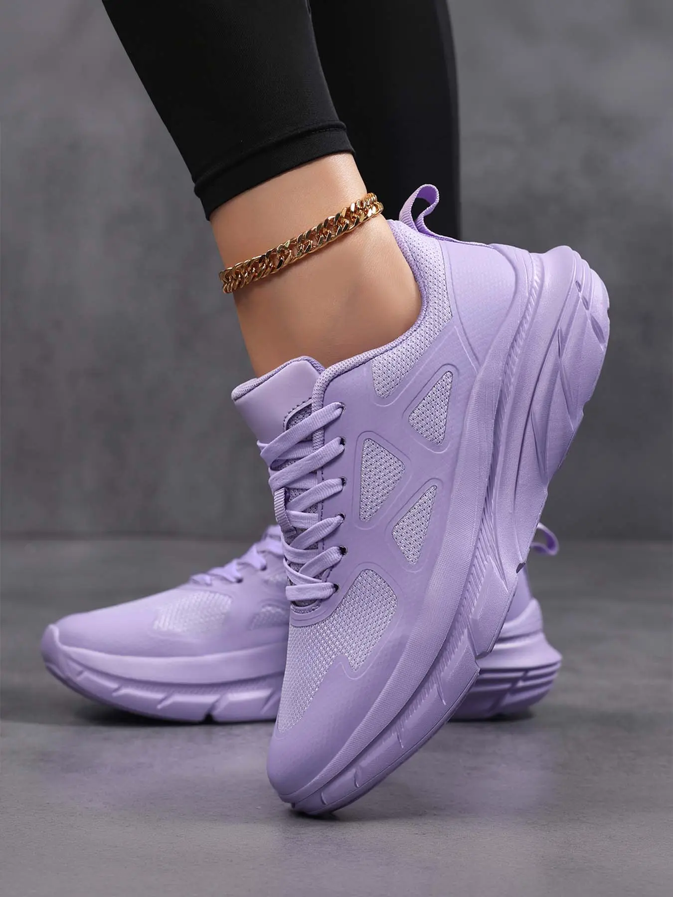 Women's Mesh Platform Dad Shoes, Breathable Woven Lightweight Lace-Up Height Increasing Athletic Casual Sneakers, Non-Slip Training Footwear for Outdoor Jogging & Daily Commute