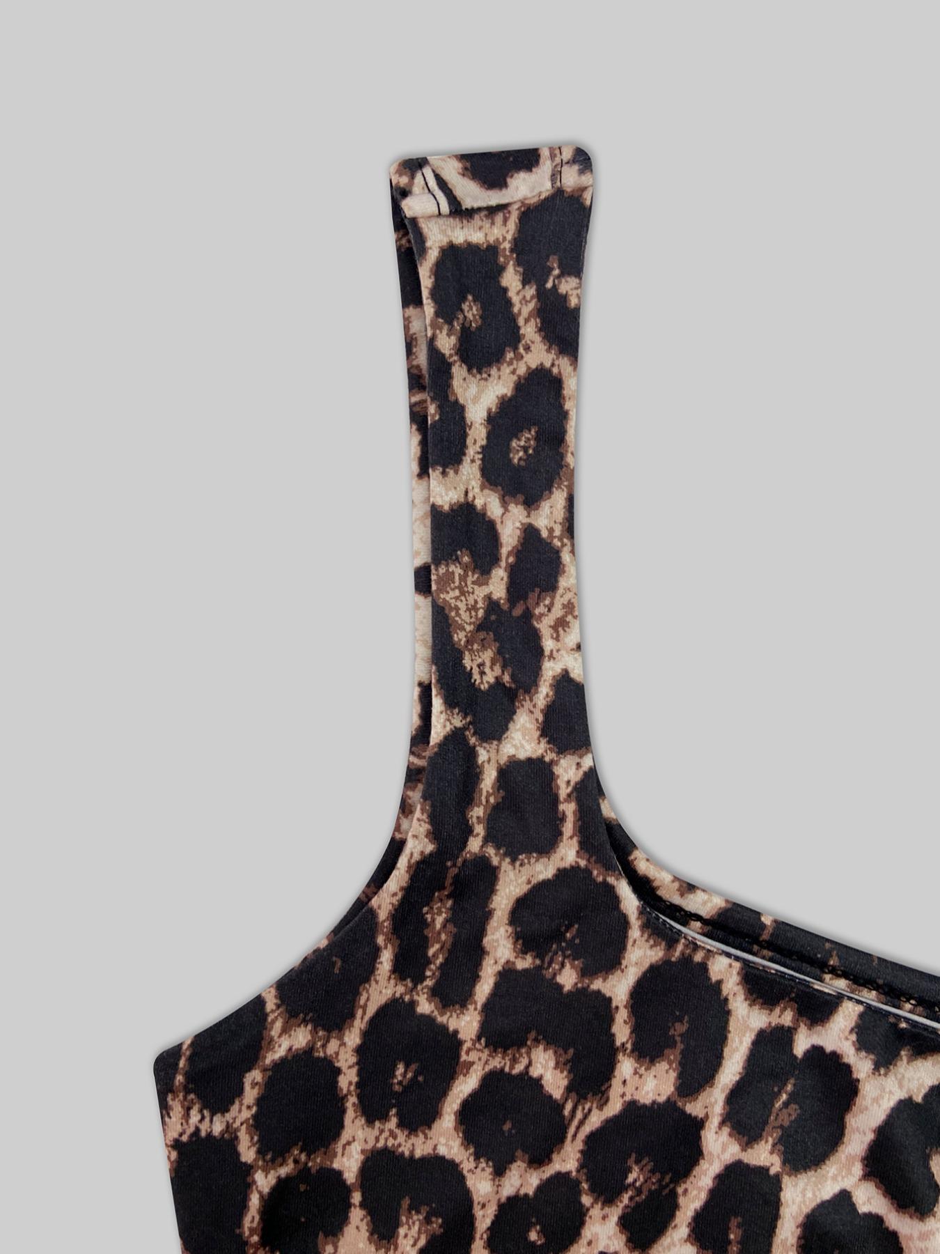 Women's Solid & Leopard Print Slim Tank Top, Casual Sleeveless Top for Spring & Fall, Ladies Clothes for Daily Wear