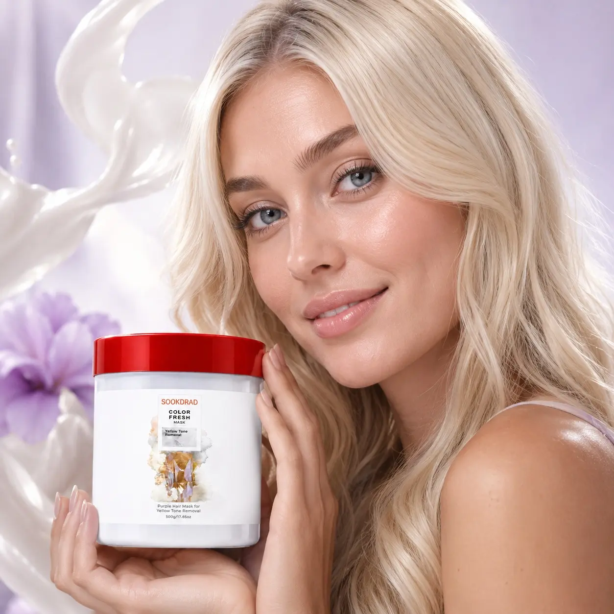 Purple Hair Mask, Removes Yellow Tones, For Color-Treated Hair, Brassy Tone Fix, Hair Care, 500g