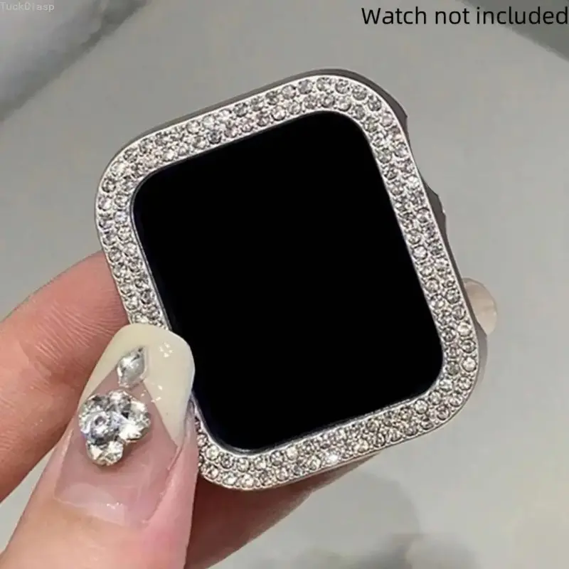 Shiny Rhinestone Hollow‑Out Protective Case for Apple Watch, Fits 38‑49mm Series Ultra SE 10 9 8 7 6 5 4 3 2 1, Sparkling Stylish Smartwatch Protector for Men Women