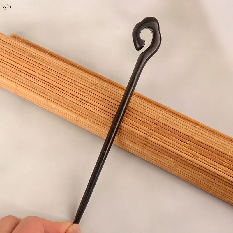 18cm Natural Ebony Wood Hair Stick Pins 30+ Styles Chinese Vintage Carved Sandalwood Hair Fork Traditional Hanfu Cheongsam Retro Hair Accessory Gift for Women Girls