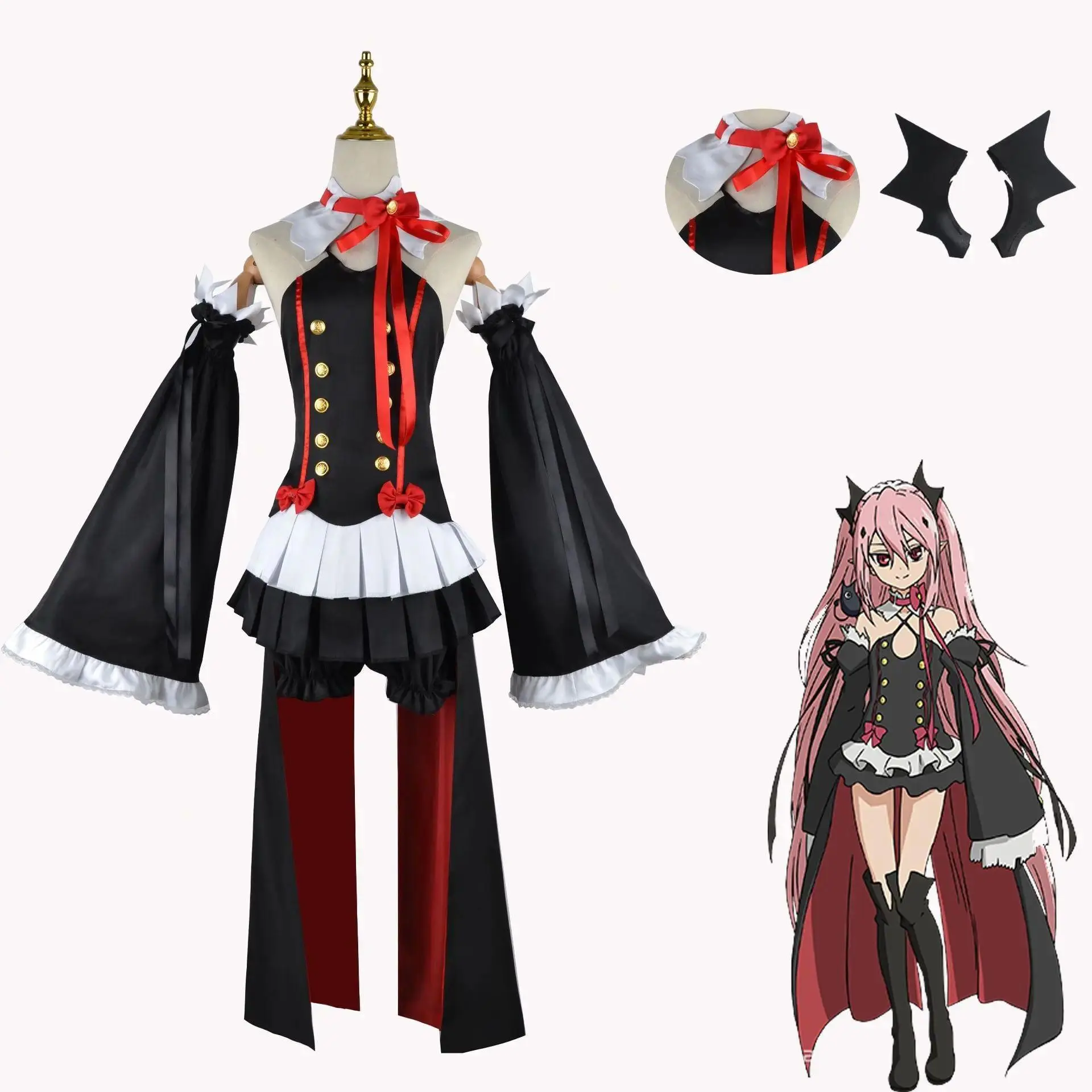 Seraph of The End Krul Tepes COS Costume Female Halloween Cute Little Devil Vampire Cosplay Lolita Dress with Accessorie Costume