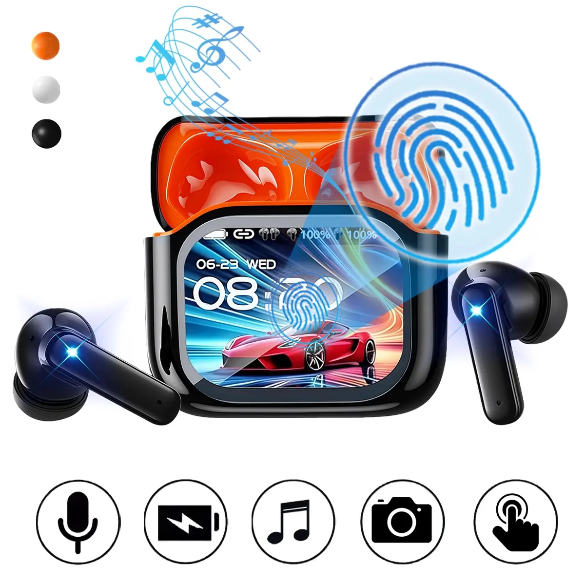 Sports Wireless Earbuds Tws Wireless Bluetooth 5.4 Earphones,In Ear Earbuds,Waterproof Wireless Earphones,Suitable for Office,LCD Touch Display,Study and Audio Calls,Built in Microphone,Gaming Bluetooth Headphones,Multi functional smart earphones