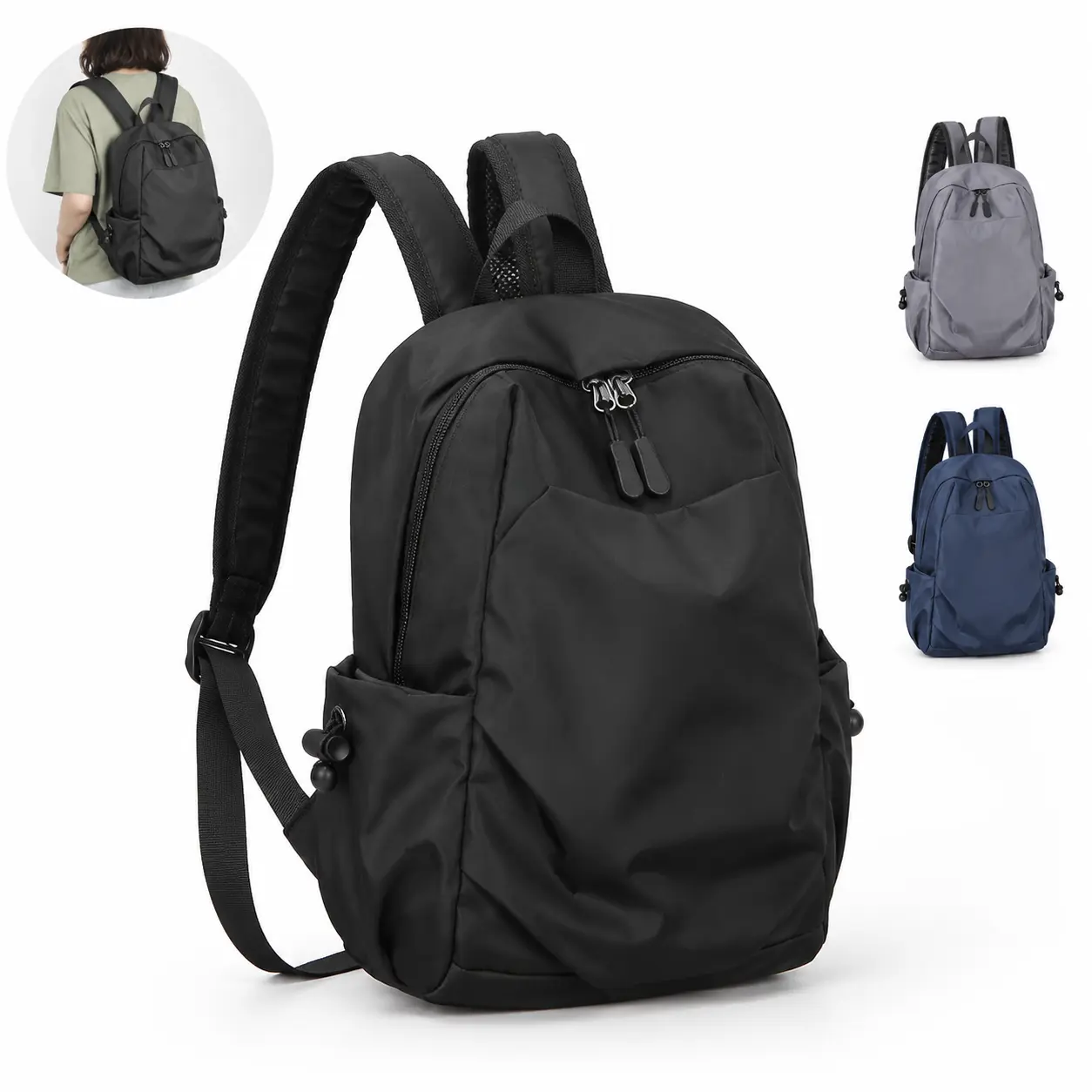 Lightweight Mini Backpack for Men Everyday Casual Travel Solid Color Urban Minimalist Small Schoolbag with Stitching Detail Unisex Daily Matching Simple Trendy Design Compact Daypack for Commute Campus Trips Summer Ready Soft Cozy Sleek Cute Gift Idea