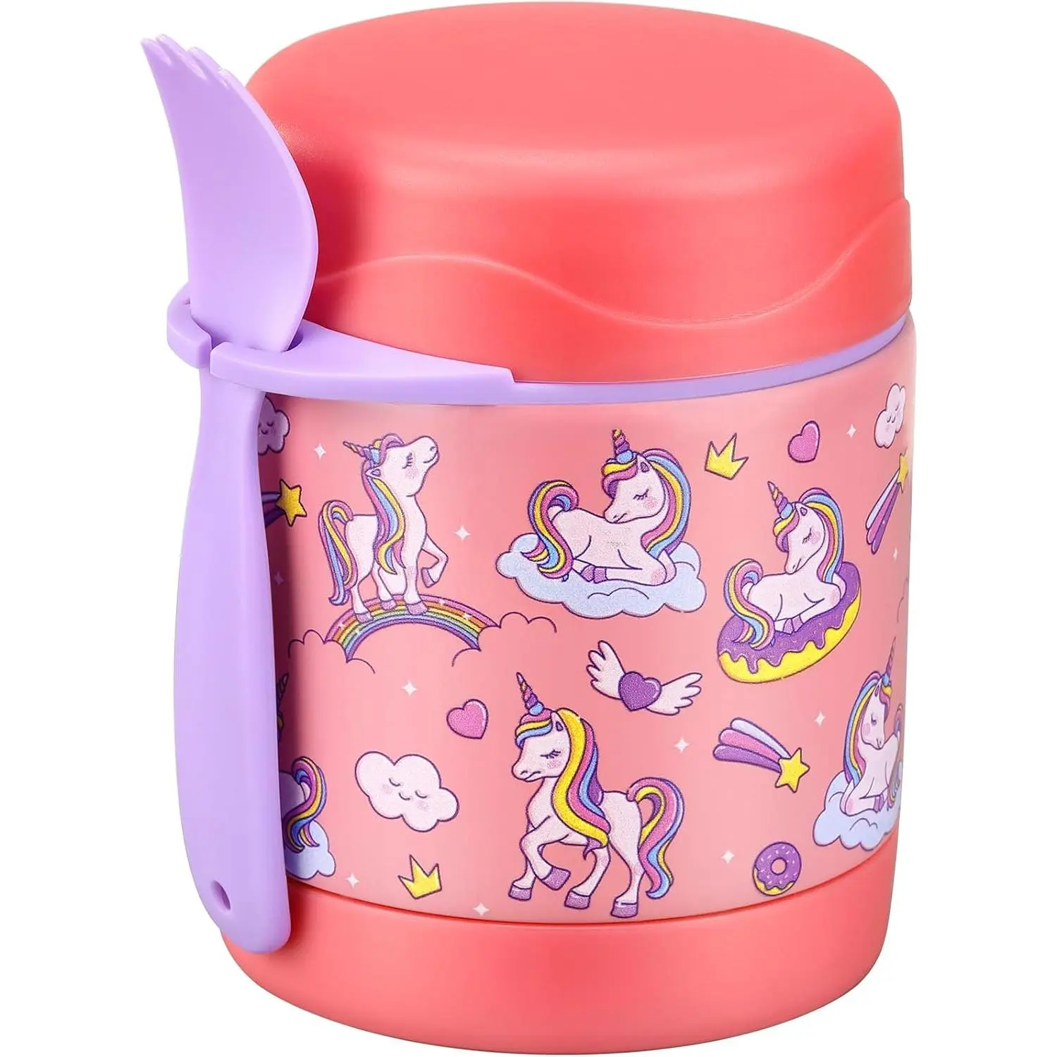 10oz Soup Thermo for Hot  ,Lunch Thermo   Jar with Spoon Hot Insulated  Containers,Leak Proof Stainless Steel Wide Mouth Lunch Thermo Jar for School(- Horse)