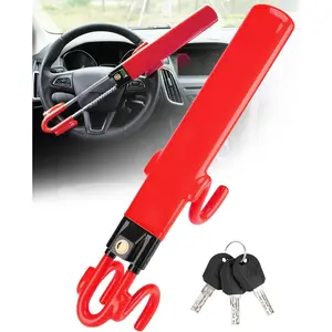 GJANSH Steering Wheel Lock Anti-Theft Car Device Heavy Duty Security Car Lock Antitheft Locking Devices Great Deterrent Adjustable Car Wheel Lock Anti Theft for Vehicle Truck SUV with 3 Keys