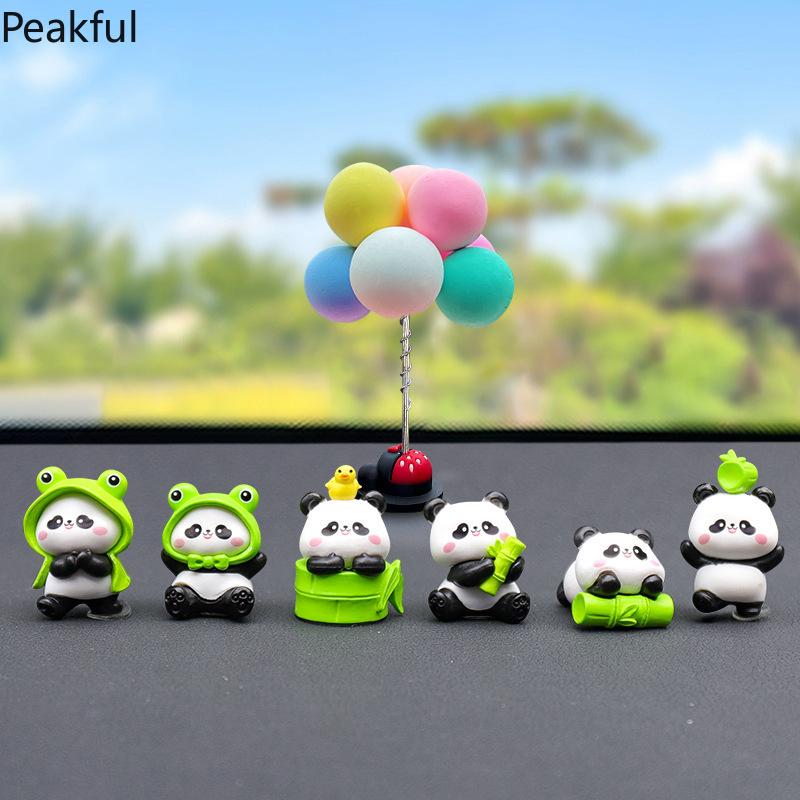 6PCS Cute Mini Panda Figurines – Kawaii Resin Animal Ornaments, Perfect for Desk & Garden Decor, Adorable Home Accessories & Kids' Toy Gifts, Charming Panda Collectibles for Any Room