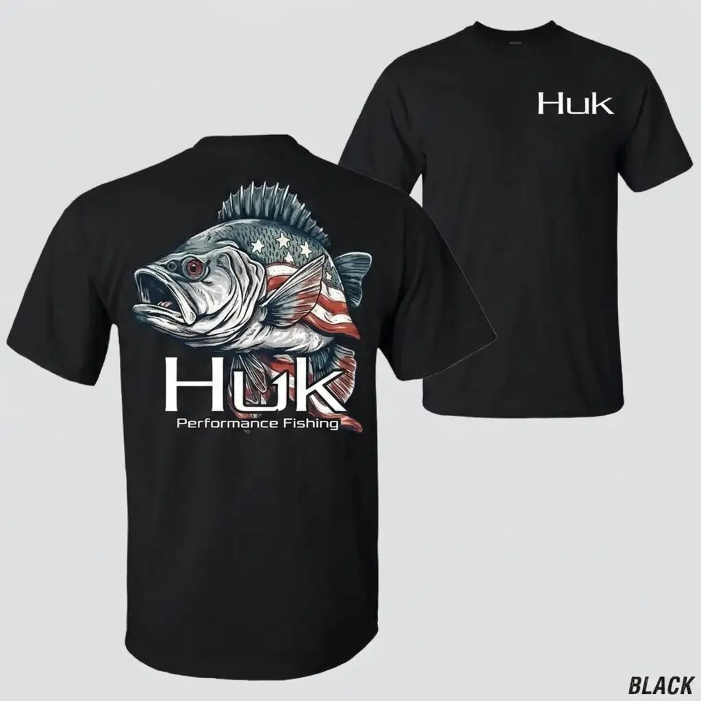 Huk Performance Fishing T-Shirt – Patriotic Bass Graphic Tee, Flag Fish Design, USA Angler Apparel, Vintage Outdoor Fisherman Shirt for Men and Women #   Clothing #   Streetwear #   CasualWear