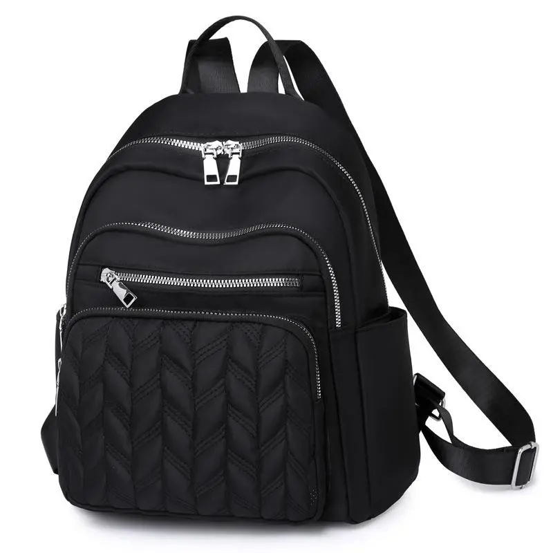 Unisex Chic Classic Nylon Backpack - Adjustable, Water-Repellent, Minimalist School Daypack with Secure Zip Pockets for Travel, Commute; College Book Bag, Adjustable Backpack