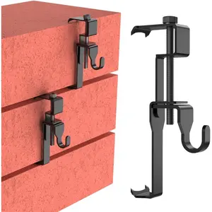 Brick Hanger,Brick Hooks,Brick Clips  Hanging Outdoor Pictures,No Drill,Holes,Nails or Screws,Stainless Steel,Black,6 Pack Hooks-BK-01
