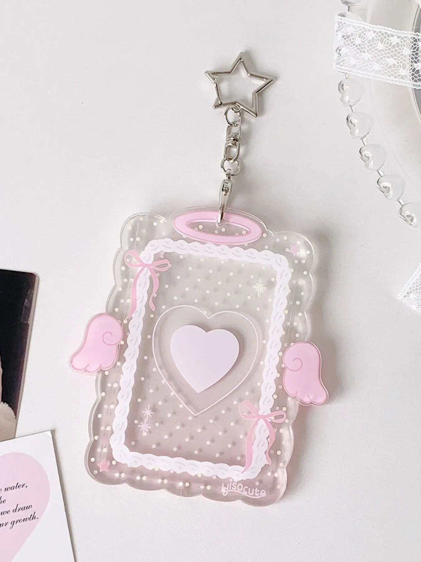 Small Angel Hard Card Case, Three-Inch Polaroid Storage Protector, Star Fan Small Card Display Holder, Hanging Accessory, Badge Accessories