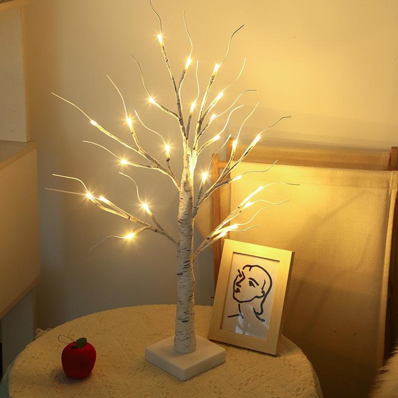 1Pc 24 LED Bendable Willow Branch Light String,Birch Tree Shaped Light,Battery+USB Power Supply,Indoor Night Light Atmosphere Decoration Light,Party Lighting Decoration,Suitable for Home,Parties and Festivals,Gift for Birthdays (Excluding battery)