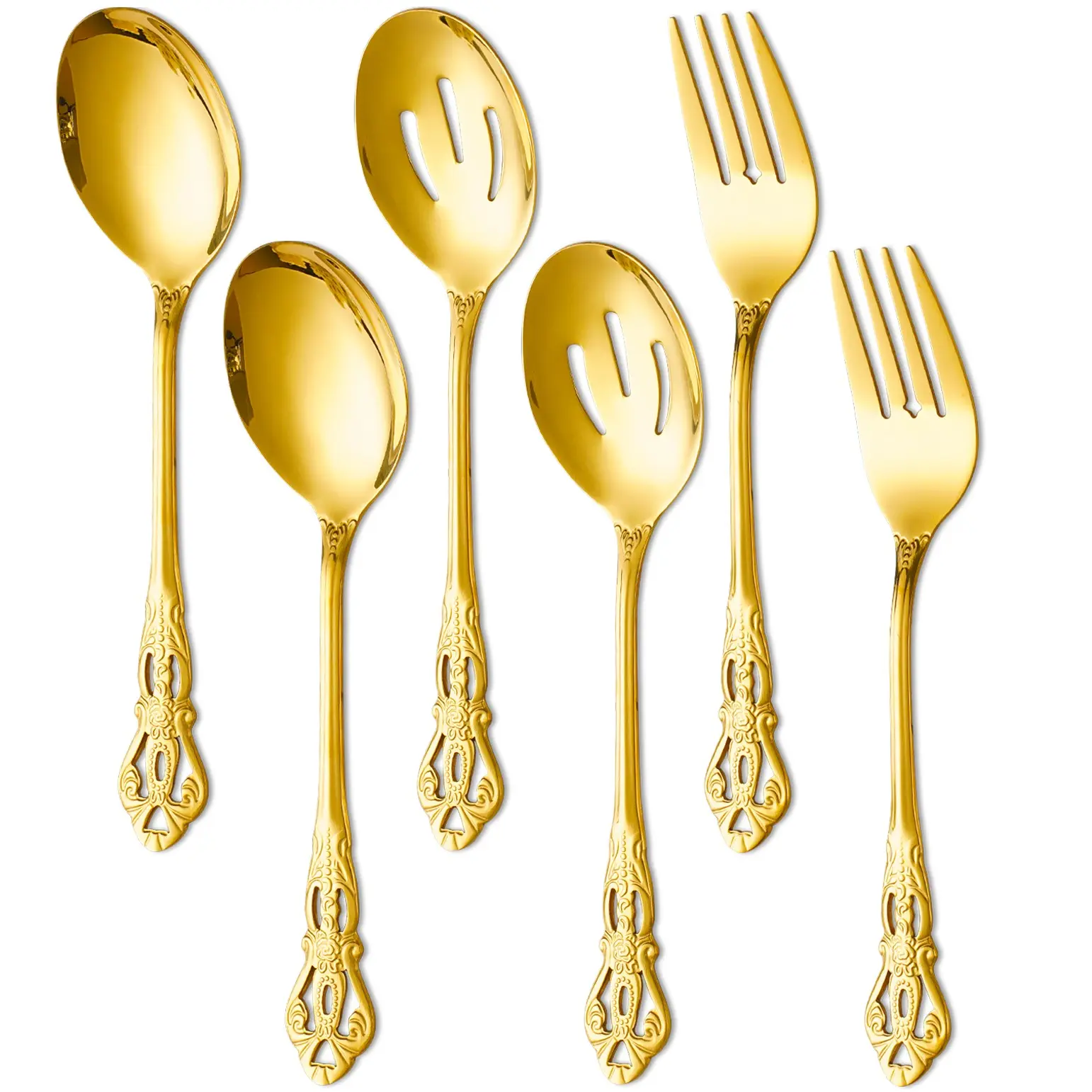 6/9 Piece Vintage Baroque Serving Set, Cutlery, High-Quality Stainless Steel, Ideal for Weddings, Holidays, Parties, Elegant Gift, Festive Table Decor