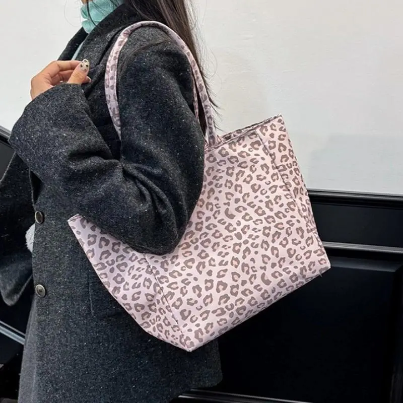 Pink Leopard Print Canvas Tote Bag Large Capaci Single oulder Bag Faionable Commuter Handbag Women's Bag tote bags for women