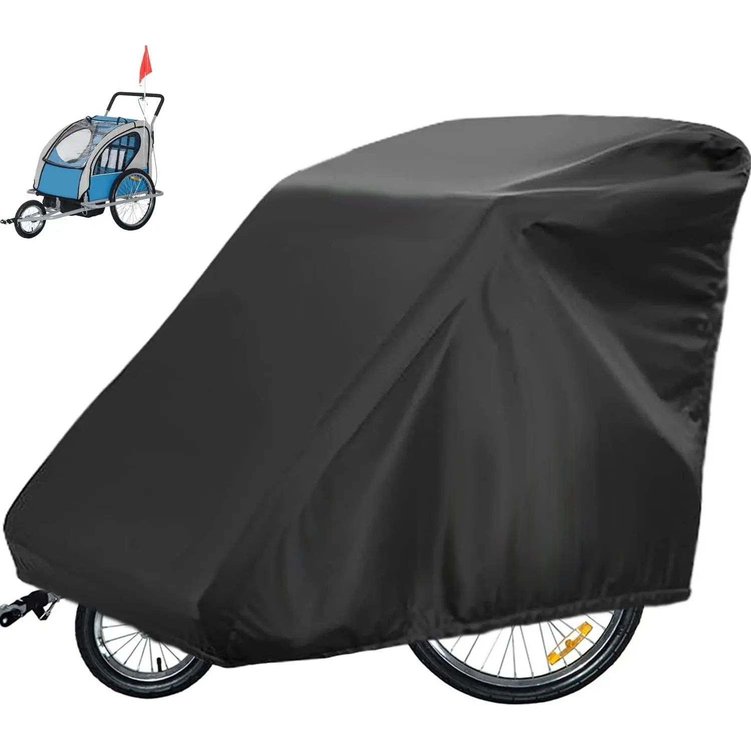 Bicycle Trailer Cover, Waterproof Bike Trailer Storage Cover 420D Oxford Material with PU Coating, Kid's Pet Bike Trailer Cover Anti-UV, Windproof, Dustproof, 55x 33x 39 inch(Gift)
