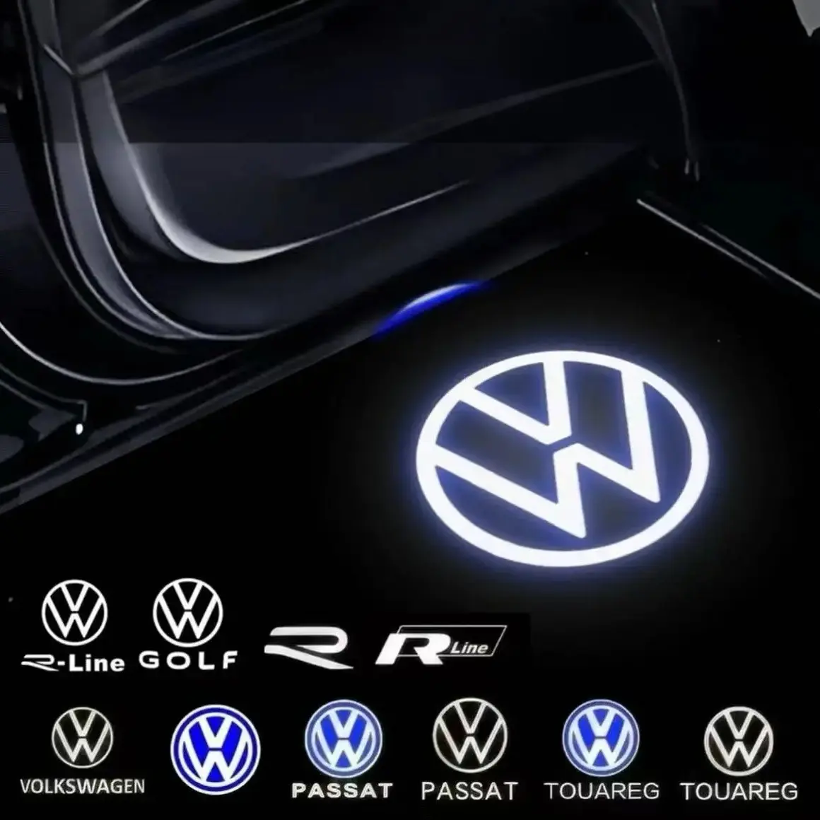 Car Door Welcome Light Led HD Projector Lamp logo Warning Light Interior 2Pcs For Volkswagen VW R Line Touareg 7P Golf 5 6 7 Jetta MK5 MK7 Passat B6 B7 B8 B9 CC Tiguan Arteon T-ROC Touran Scirocco Sharan EOS MK7 R