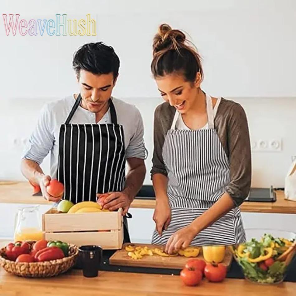 2-Pack Kitchen Cooking Aprons for Women & Men, Adjustable Chef Apron with Large Pockets & Convenient Buckle Strap, Comfortable Waterproof Oil-Proof Bib Apron for Home Cooking, Baking, Grilling, BBQ, Dishwashing & Commercial Restaurant Use