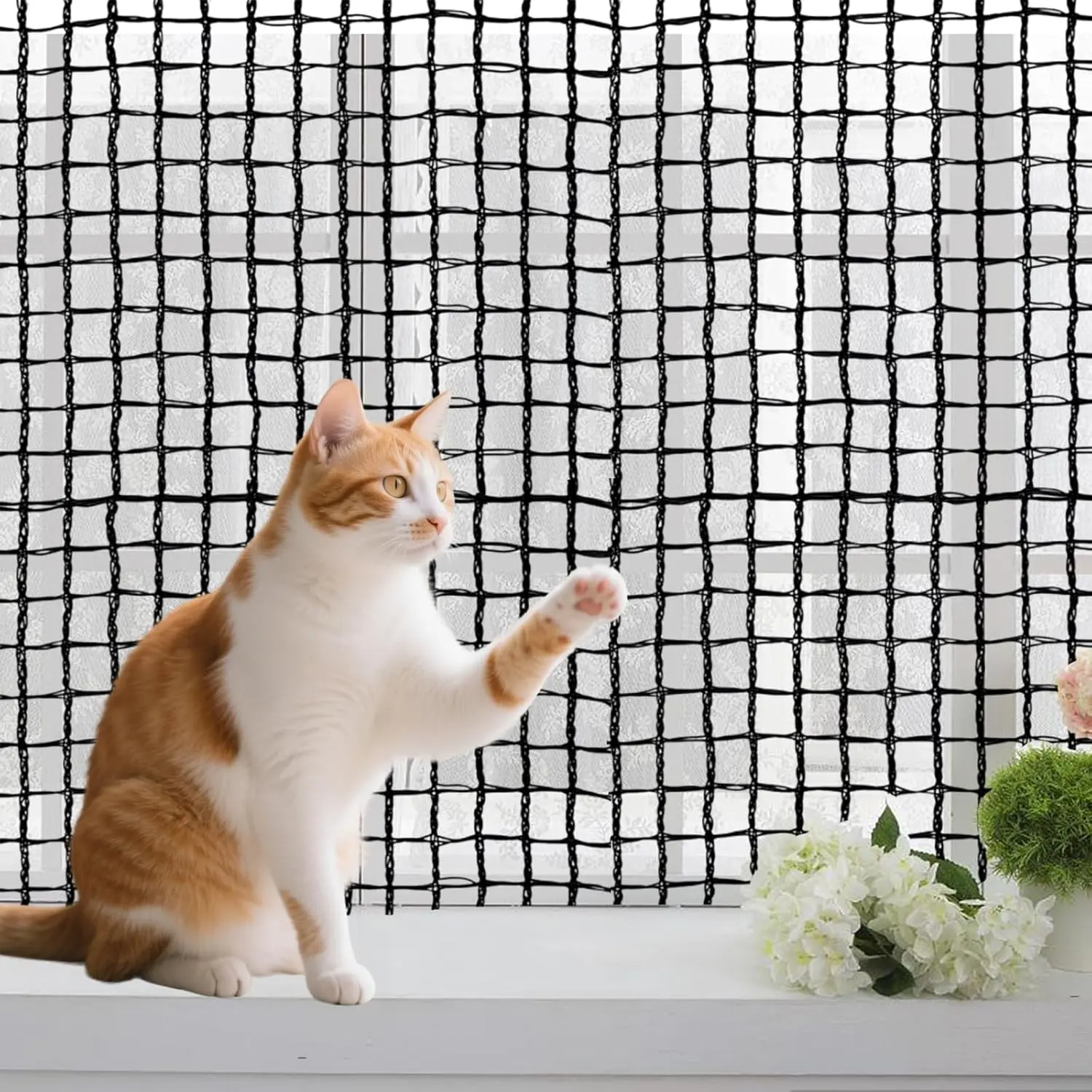 10X26FT Cat Netting Balcony Protection Cat Barrier Safety Mesh Screen for Pets Catio, Ideal for Apartment Balcony, Window and Stairs
