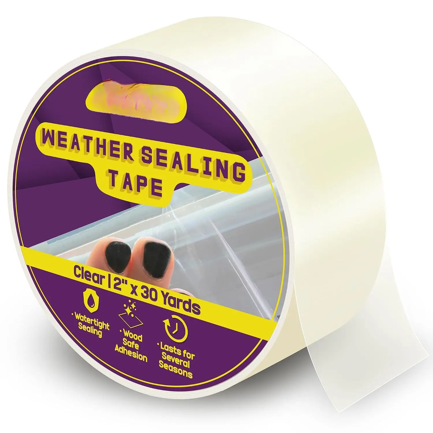 Weather Sealing Tape Roll for Windows, 2x30yd Removable Glue Window Seals Tape, Surface-Safe, Draft Isolation, Clean Removal