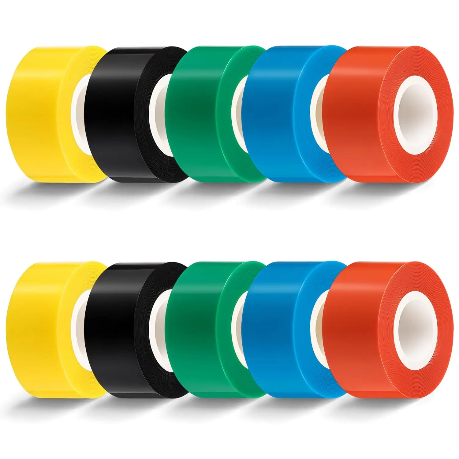 10 Rolls Self Fusing  Tape 1 in x 10ft Multicolor Heavy Duty Electrical Tape  & Insulating Self Bonding Repair Bandage for Hose, Gym Equipment, Automotive, Outdoor & Repairs