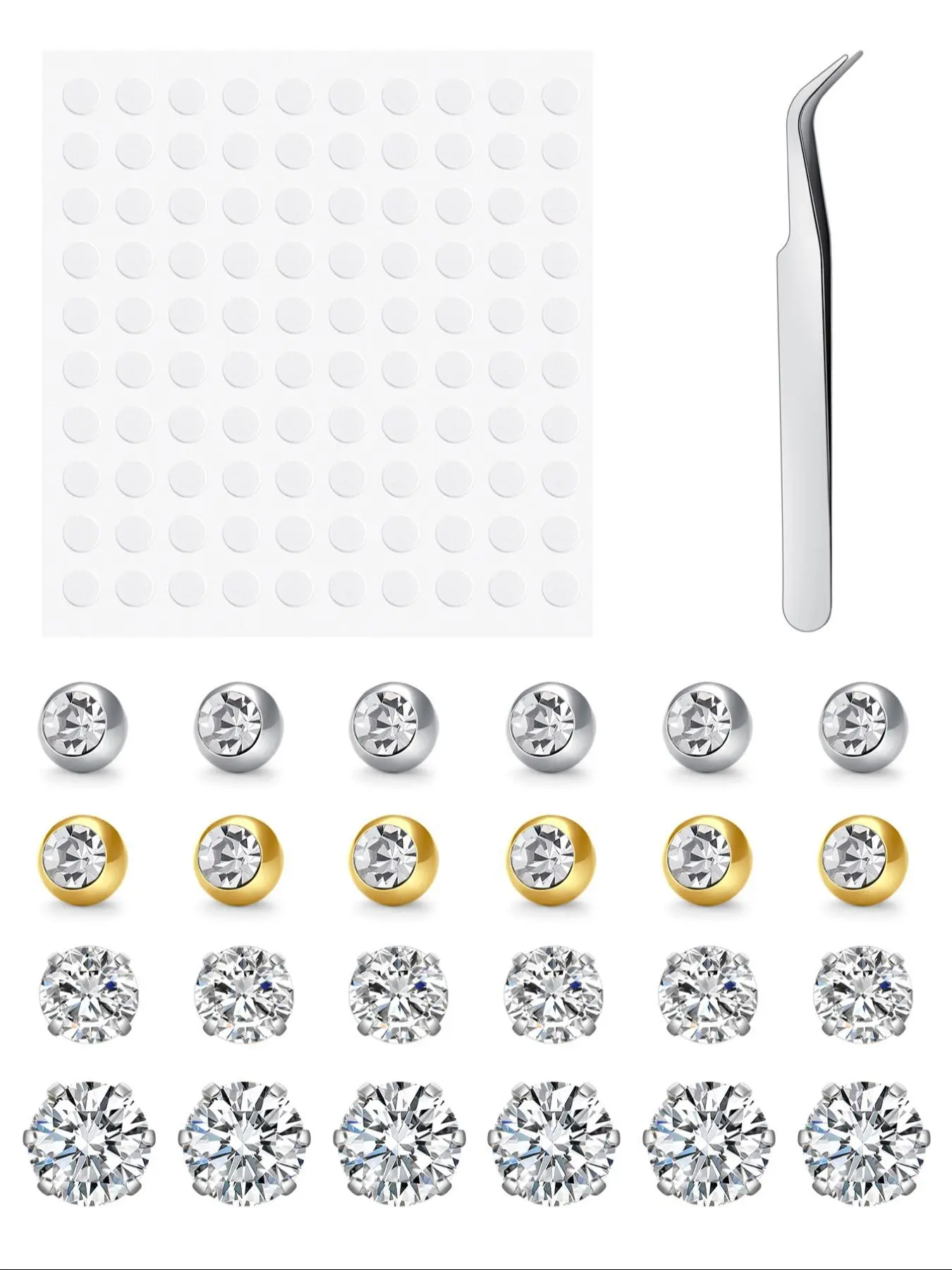 Non-Piercing Fake Nose Ring Set, Nose Hoop, Artificial Rhinestone Jewelry, Clip-On Lip Rings, Faux Eyebrow Studs, No Drilling Required, Body Jewellery