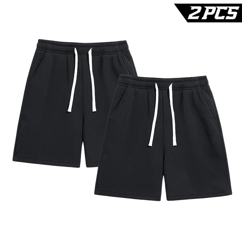 Men's 2-Pack Lounge Shorts with Pockets, Drawstring Elastic Waist, Casual Sweat Bottoms for Running, Everyday Streetwear