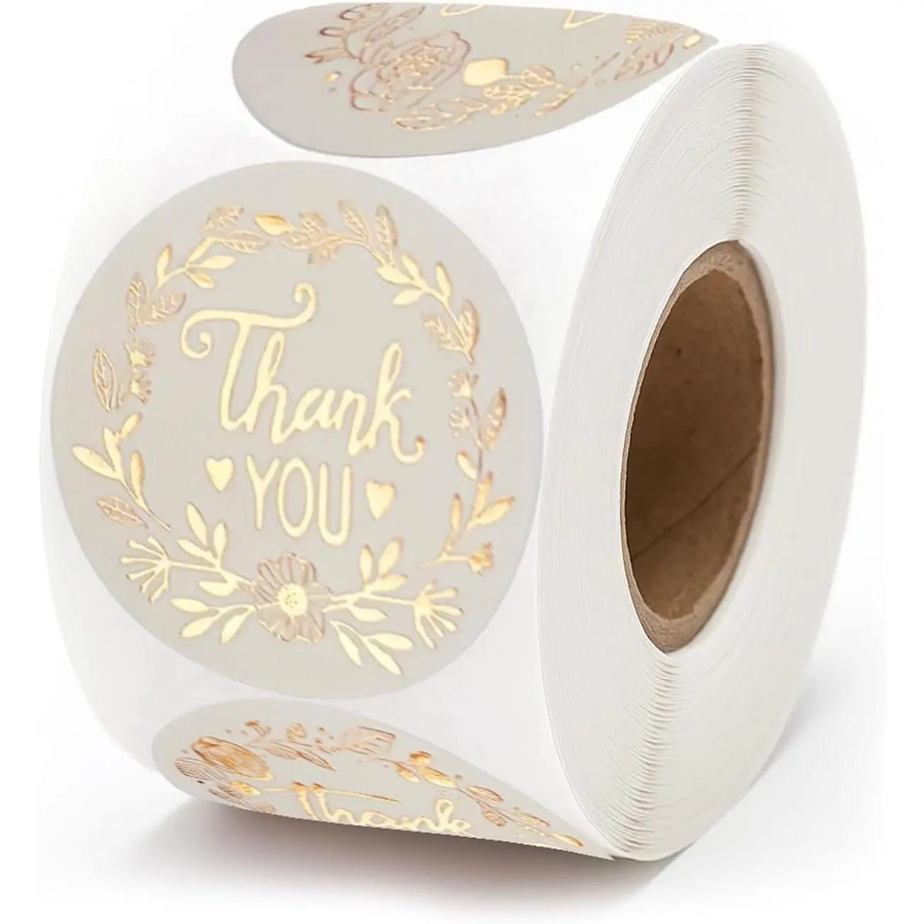 500-Pack 1.5 in Round Thank You Stickers Roll, High-Quality Strong Adhesive Labels for Small Business Packaging, Easy-Peel Durable Office Supplies, No