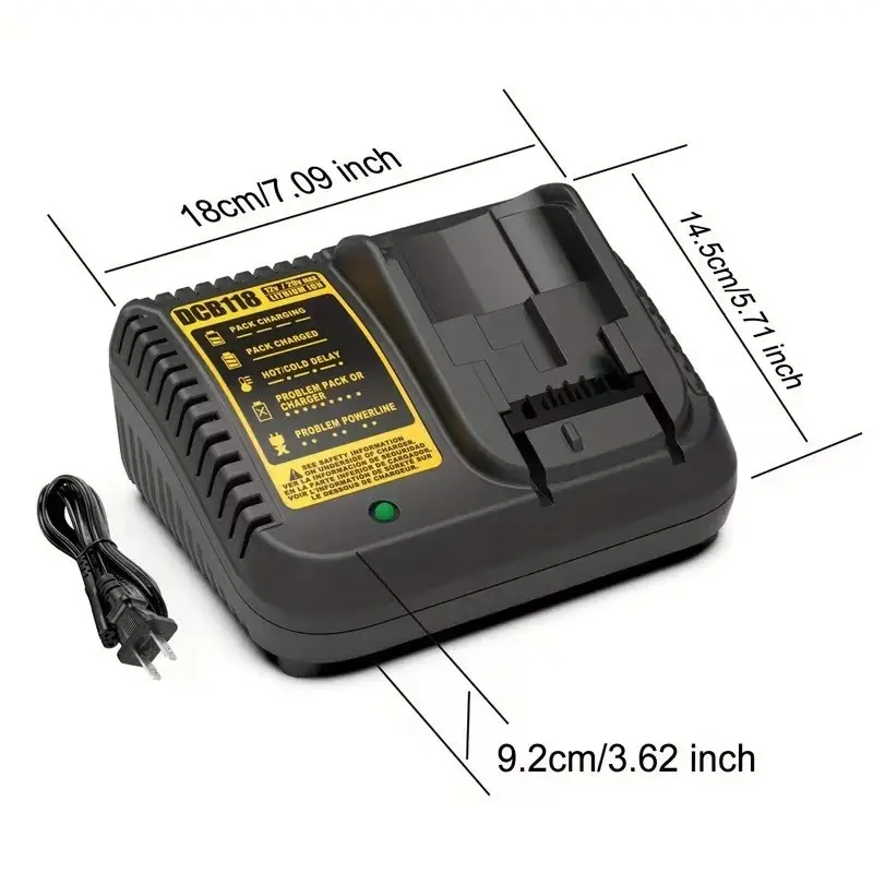 Li-Ion Compatible Replacement Rechargeable Battery Charger, 12V-20V Rapid Charger for Dewalt DCB118, DCB115, DCB107, DCB105, DCB102, DCB205, DCB206, DCB208, DCB204