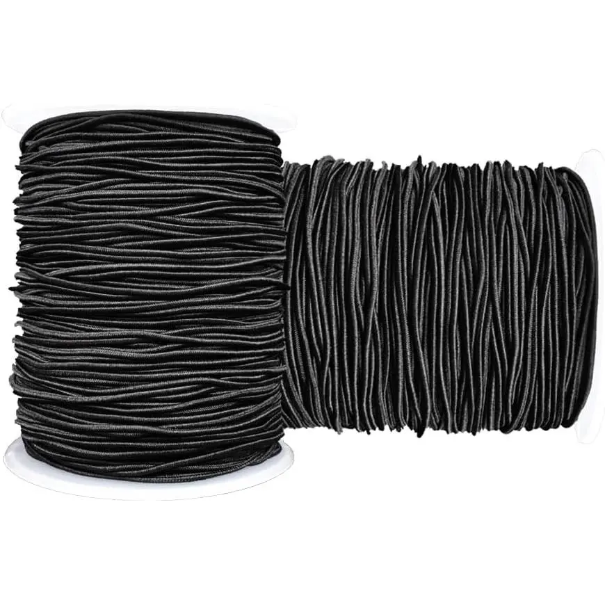 Stretchy String for Bracelets, 2 Rolls 1 mm Sturdy Elastic String Elastic Cord for  Making, Necklaces, Beading (Black)