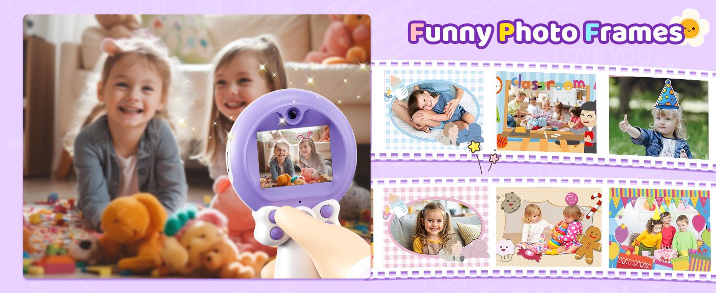 Camera Toy for Girls - Birthday Girl Gifts with Magic Wand Design - Digital Video Camera for with 32GB SD Card - Easter Basket Essentials for Girl 2 3 4 5 6 Year Olds, Purple
