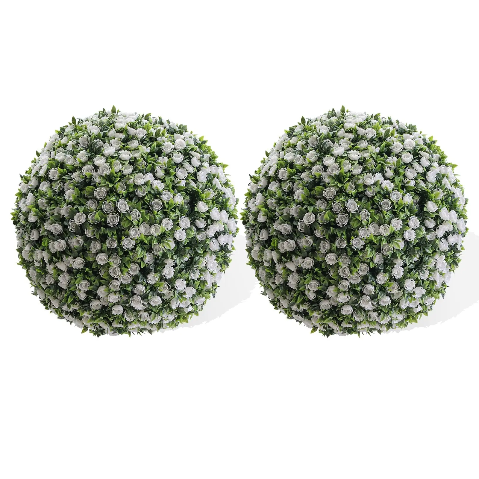 Garvee 43.2 cm large topiary balls, decorative balls, 2 pieces, artificial topiary balls, for outdoor use, terrace, garden and indoor use, wedding decoration, white