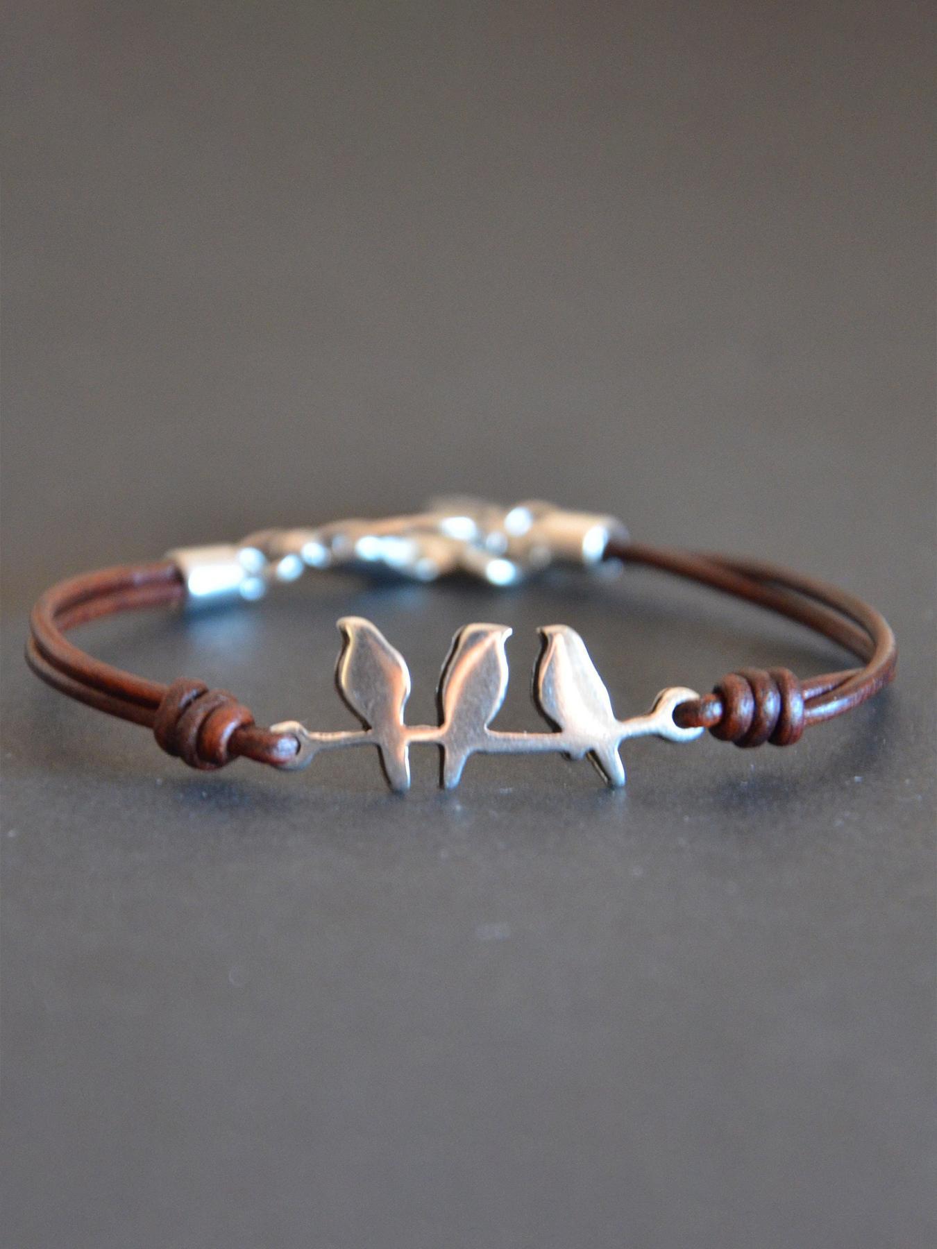 Bird Design Pu Leather Bohemian Bracelets, Leather Braided Bracelet, Fashion Jewelry for Party, Daily Clothing Decor, Trendy All-match & Exquisite Jewelry for Birthday Gift