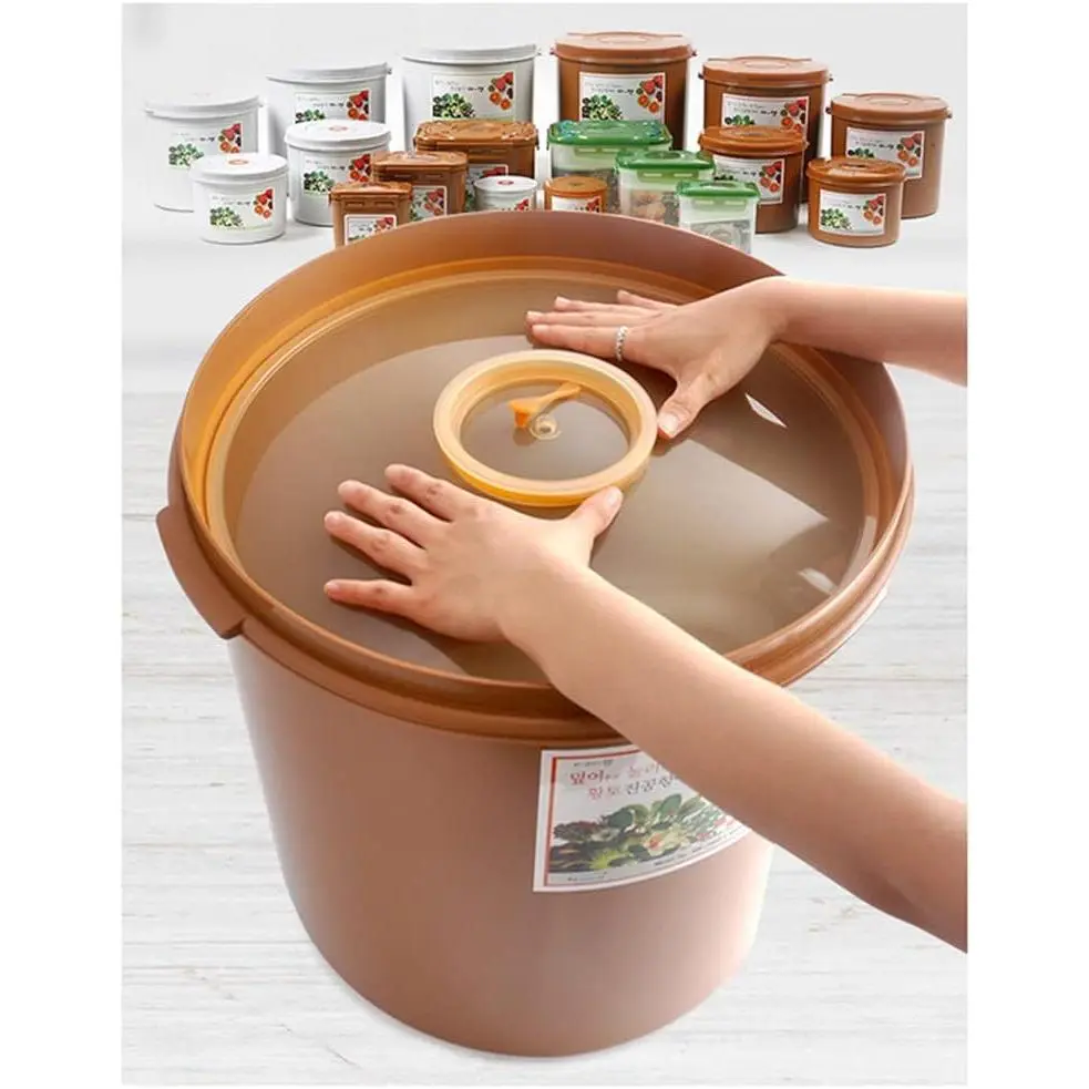 Round Polypropylene Plastic Fermentation Container, 1.5L Jar for Kimchi and Sauerkraut with Inner Vacuum Lid, Odor-Free & BPA-Free, Vacuum Seal, Kitchen, Leakproof, Round Shape, Food Cover
